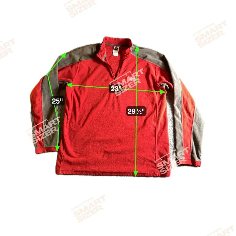 The North Face Mens Red Fleece 1/4 Zip Pullover Sweater L G